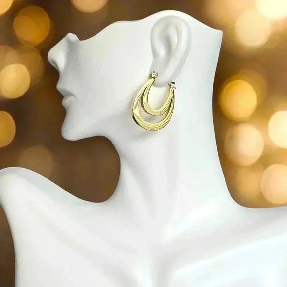 ποΈMinimalist U-Shaped Crescent Moon π Hoop Earrings - 316L Stainless Steel β¨ - Picture 4 of 13